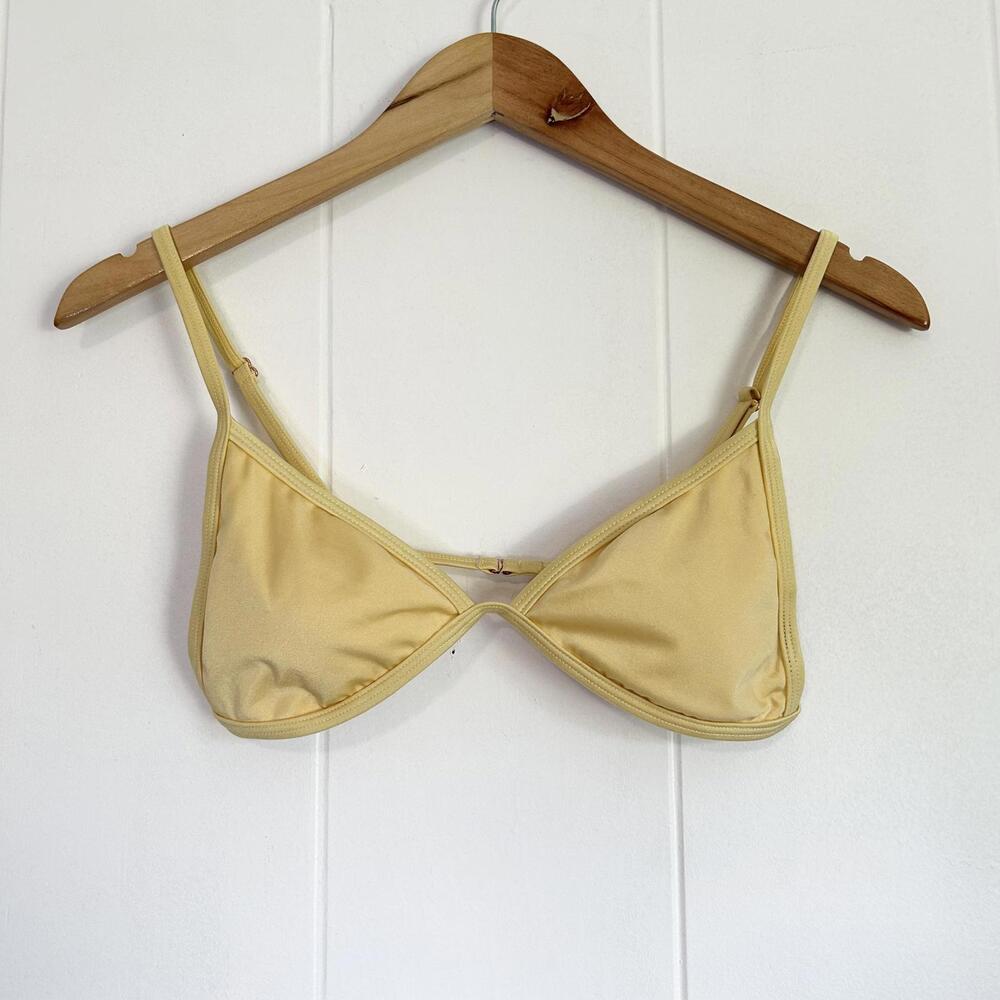 L.A. Hearts Metallic Yellow Triangle Bikini Top Swimwear Women's Medium